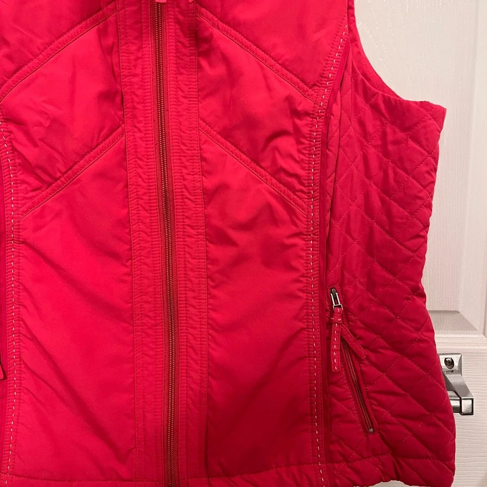 Coldwater Creek Womens Pink Quilted Puffer Vest Full Zip Size L 14-16 Lightweigh